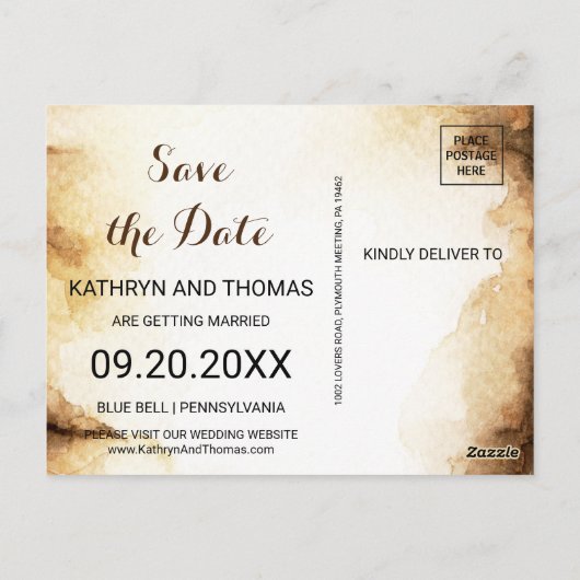 Papier Scroll Rustic Pays Enregistrer la carte Dat (Dos)