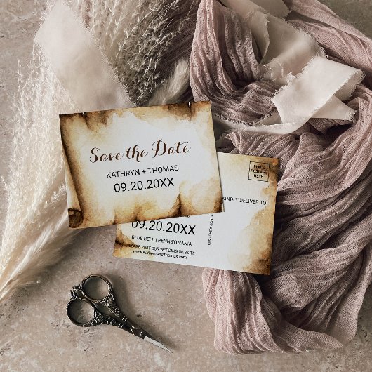 Papier Scroll Rustic Pays Enregistrer la carte Dat