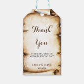 Papier Scroll rustiek land dank u Cadeaulabel (Voorkant)