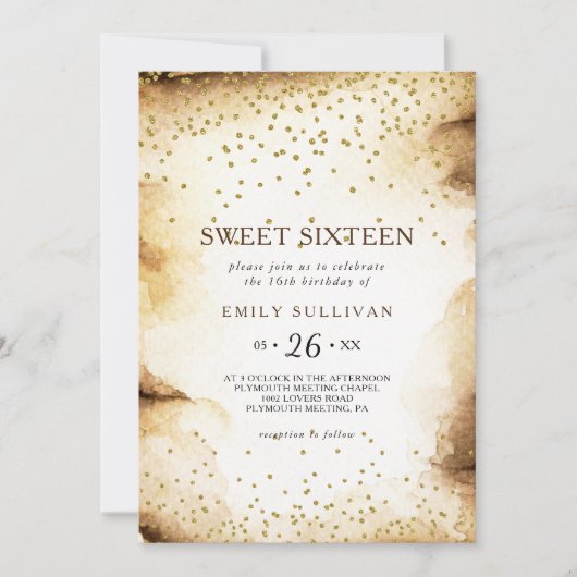 Papier Scroll Rustiek Lief Zestien Verjaardagsfees Kaart (Voorkant)