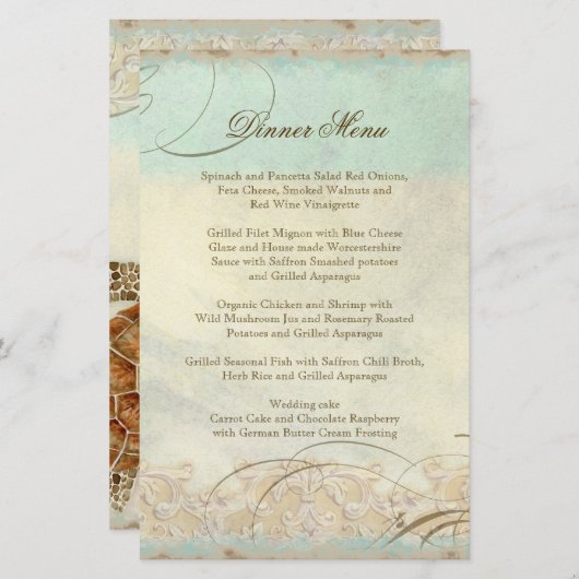 Papier Sea Turtle Modern Coastal Ocean Beach Swirls (Devant / Derrière)