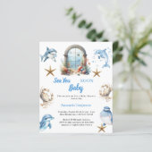 Papier Sea You Soon ocean animals Baby Shower invitation (Debout devant)