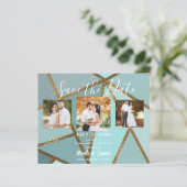 Papier Seafoam Turquoise bronze moderne mariage Enregistr (Debout devant)