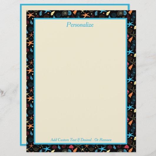 Papier Seashells Starfish & Seahors Ocean Beach Motif (Devant / Derrière)