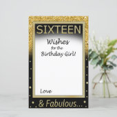 Papier Seize Voeux pour la fille d'anniversaire (Debout devant)