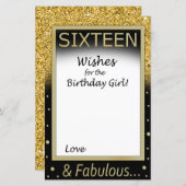 Papier Seize Voeux pour la fille d'anniversaire (Devant / Derrière)