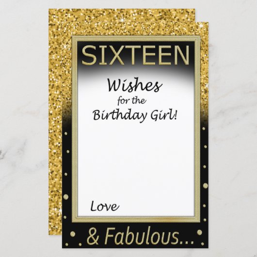 Papier Seize Voeux pour la fille d'anniversaire (Devant / Derrière)