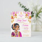 Papier Semi-Saree cérémonie budget invitation mignonne fi (Debout devant)