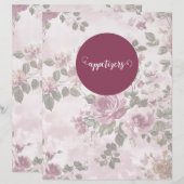 Papier Séparateur de classeur de recette florale rose vin (Devant / Derrière)