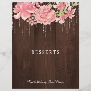 Papier Séparateur de livre de cuisine en bois floral rose