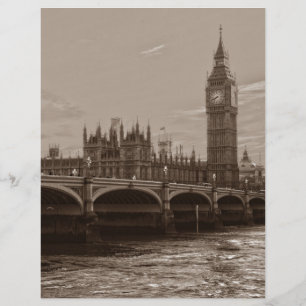 Papier Sepia Big Ben Tower Palace de Westminster