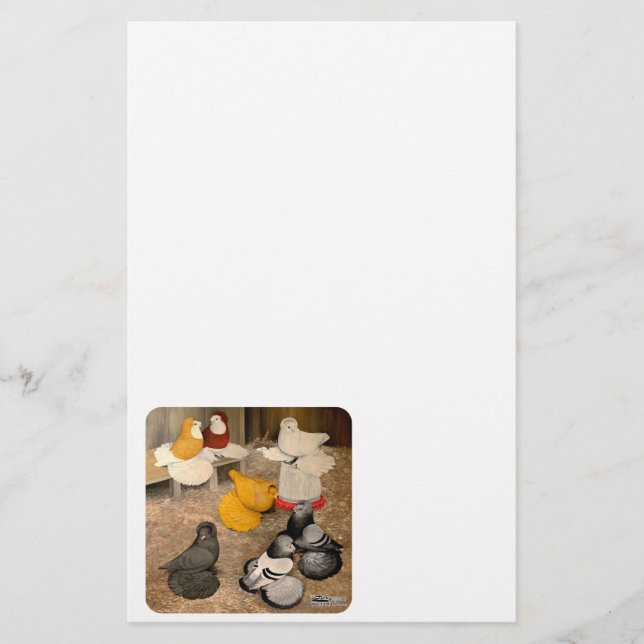 Papier Sept pigeons trompettes (Devant)