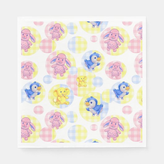 Papier servet Speelgoed Animal Gingham (Voorkant)