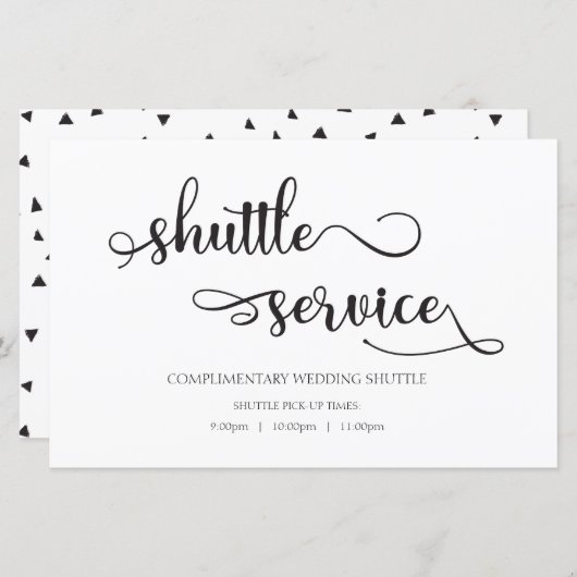 Papier Service de navette Mariage noir blanc (Devant / Derrière)