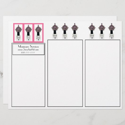 Papier Services de manucure à trois volets (Devant / Derrière)