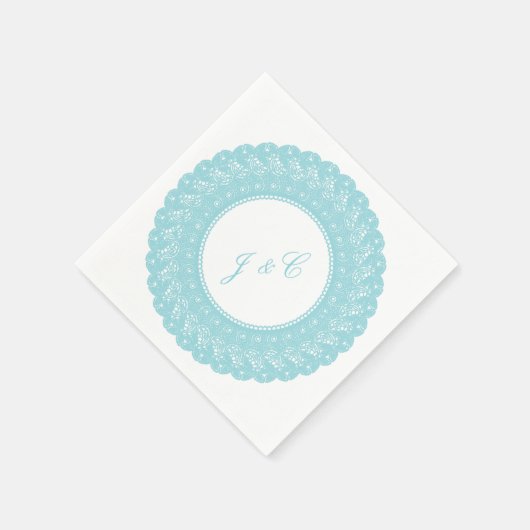 Papier Serviette à cocktail en dentelle bleu glace/menthe (Coin)