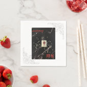 Papier serviette asiatique en mahjong avec le Dragon Roug (En situation)