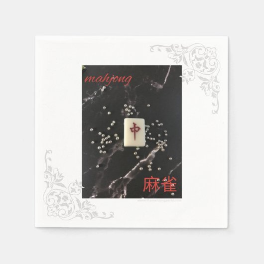 Papier serviette asiatique en mahjong avec le Dragon Roug (Devant)