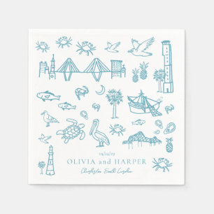 Papier Serviette Charleston Toile en bleu
