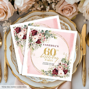 Papier Serviette de 60e anniversaire en merlot bohème flo