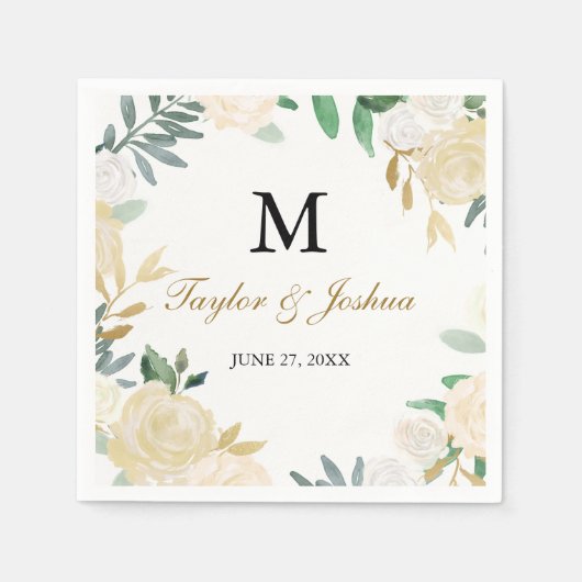 Papier Serviette de mariage à monogramme en couronne de c (Devant)