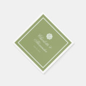 Papier Serviette de mariage en calligraphie verte mousse (Coin)