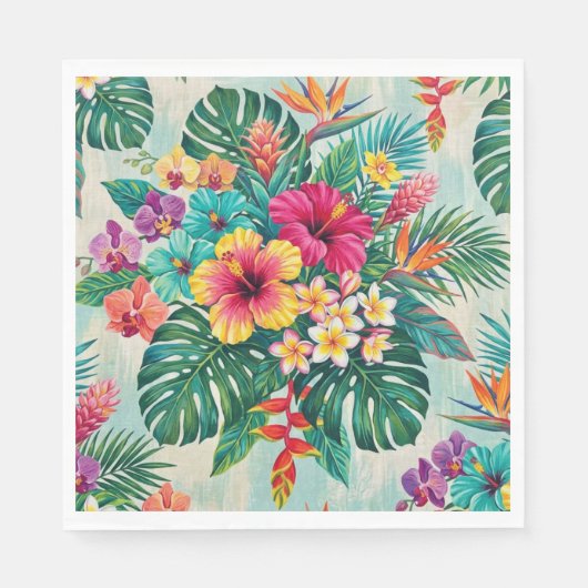 Papier Serviette Tropicale Fleurs d'Aloha en Fleur (Devant)