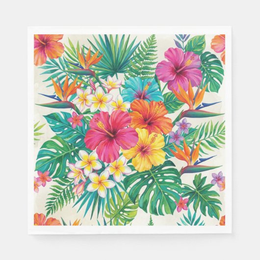 Papier Serviette Tropicale Fleurs d'Aloha en Fleur (Devant)