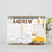 Papier Set de table de construction, Fiche d'activité Gru (Debout devant)