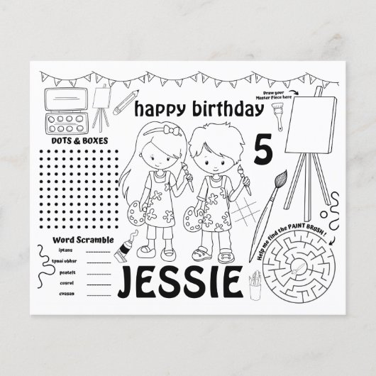 Papier Sets de table artistiques, activité artistique et  (Devant)