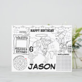 Papier Sets de table d'anniversaire Cowboy, fiche d'activ (Debout devant)