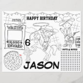 Papier Sets de table d'anniversaire Cowboy, fiche d'activ (Devant)