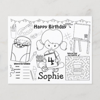 Papier Sets de table d'art, coloriage d'anniversaire d'ar