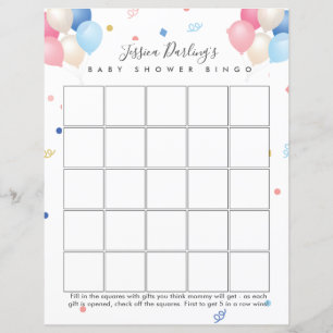 Papier Sexe neutre   Genre révéler Baby shower bingo