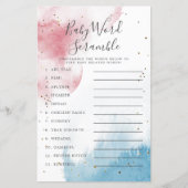 Papier Sexe Révéler aquarelle bébé Word Scramble Jeu (Devant)