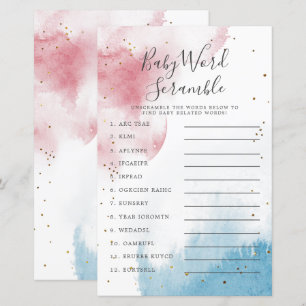 Papier Sexe Révéler aquarelle bébé Word Scramble Jeu