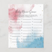 Papier Sexe Révéler aquarelle Nom bébé douche Jeu (Devant)