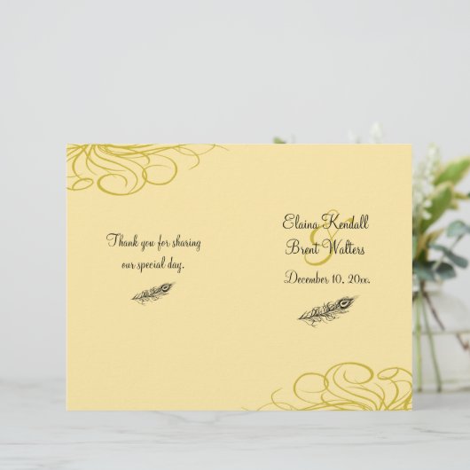 Papier Shake your Tail Feathers Wedding Program (jaune) (Debout devant)