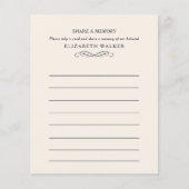 Papier Share a Memory Funeral Service Attendance (Devant)