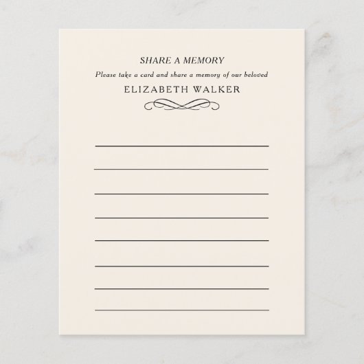 Papier Share a Memory Funeral Service Attendance (Devant)
