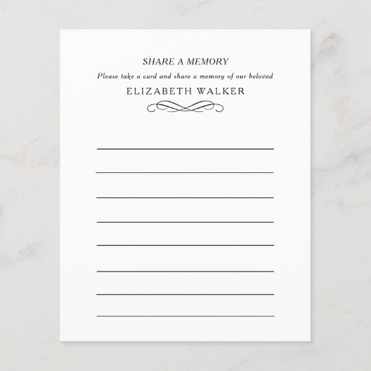 Papier Share a Memory Funeral Service Attendance (Devant)