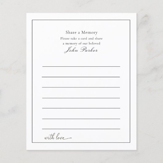 Papier Share a Memory - Funeral Service Attendance (Dos)