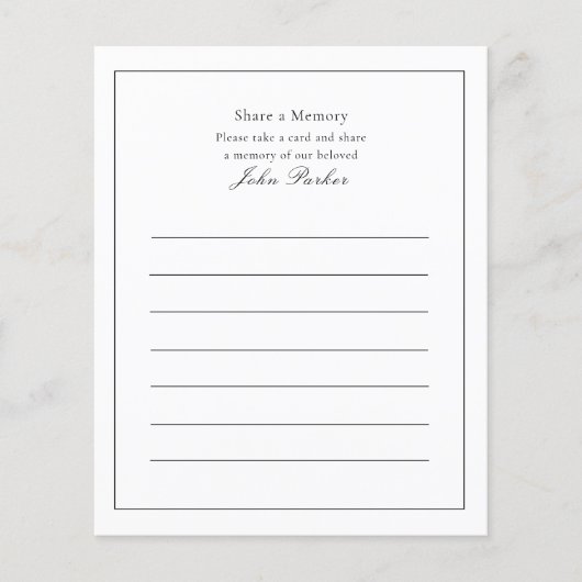 Papier Share a Memory - Funeral Service Attendance (Devant)