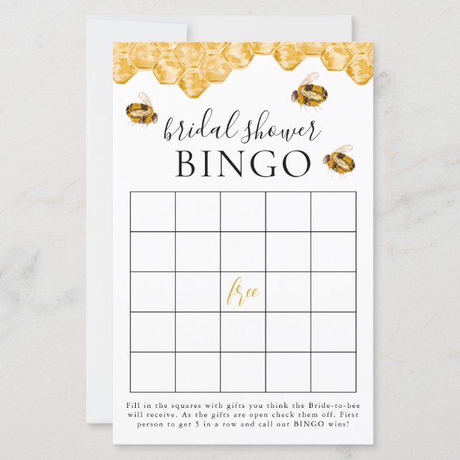 Papier She Found Her Honey Bridal Shower Bingo Game Card (Devant)