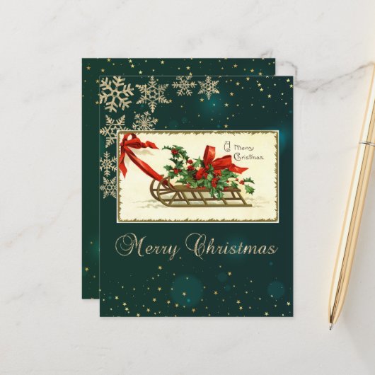 Papier Shéigh de Noël Vintage, Snowflakes Mistletoe (Devant/Arrière en situation)