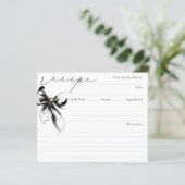 Papier She's Tying the Knot Black Bow Bridal Recipe Card (Debout devant)
