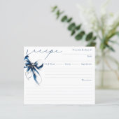 Papier She's Tying the Knot Blue Bow Bridal Recipe Card (Debout devant)