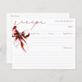 Papier She's Tying the Knot Red Bow Bridal Recipe Card (Devant / Derrière)