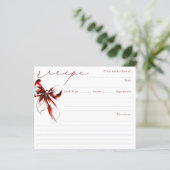 Papier She's Tying the Knot Red Bow Bridal Recipe Card (Debout devant)