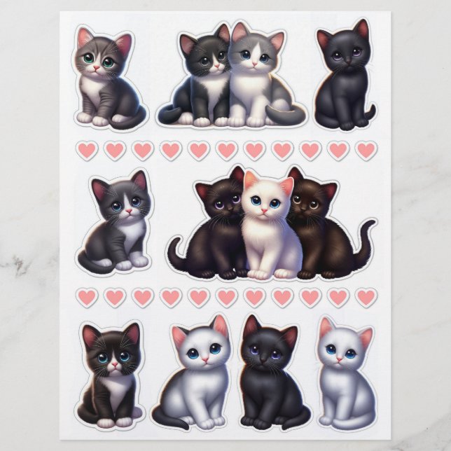 Papier Si Mignonne ! Illustrations de Kitten noir, blanc  (Devant)